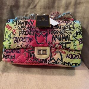 Caleesa Graffiti NWT Shoulder Bag, Vegan & Lead-Safe